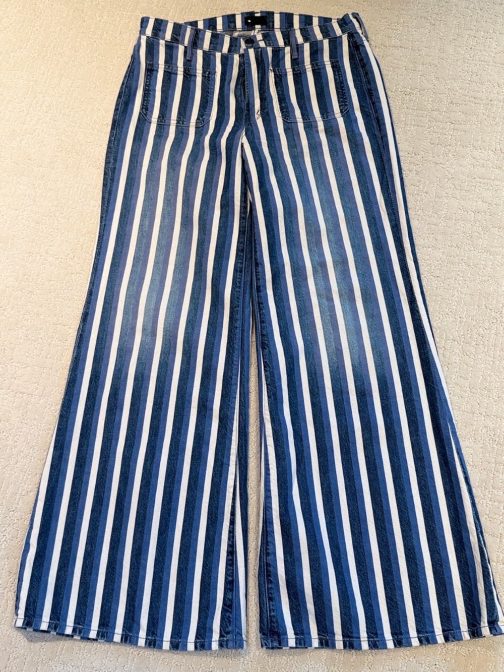 MOTHER Twister Sneak Blue & White Striped Jeans, size 29